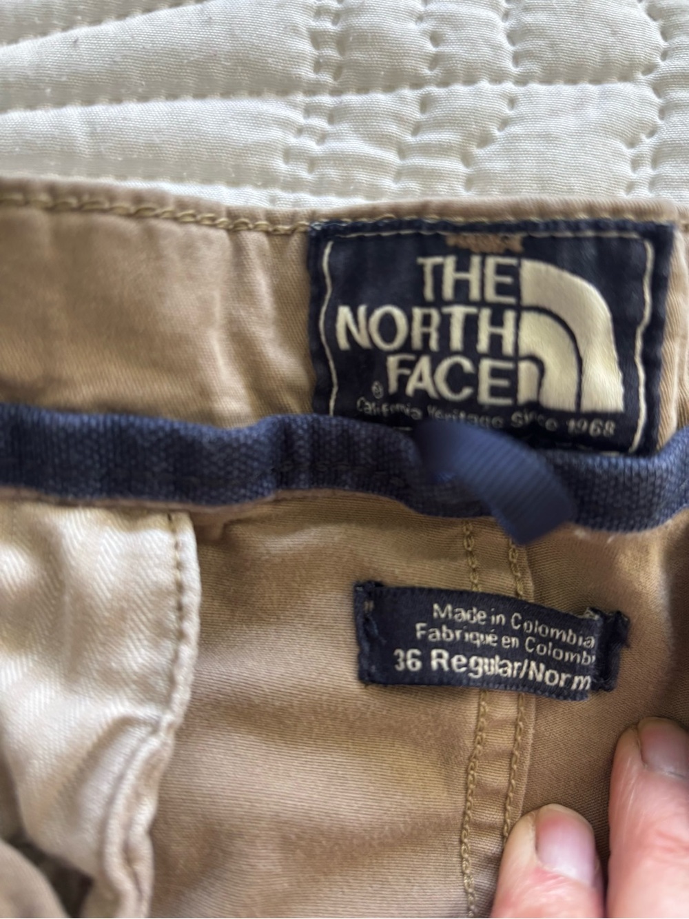 The North Face Men's Khaki Tan Shorts with Navy Trim